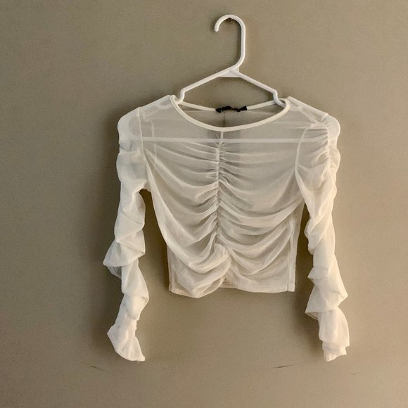 White mesh long sleeve crop - Picture 2 of 3